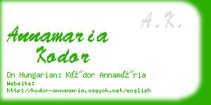 annamaria kodor business card